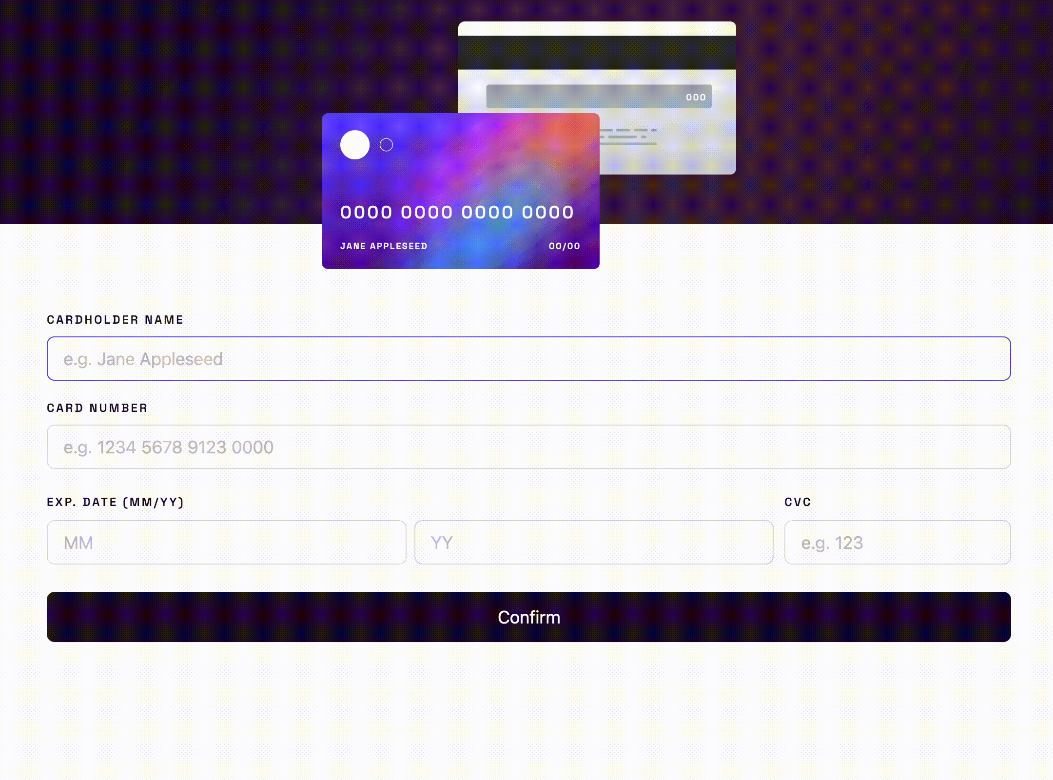 Interactive Credit Card Form